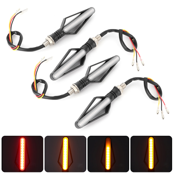 4 stk motorcykel dynamiske blinklys pilformet 12V 24 LED rød gul lys