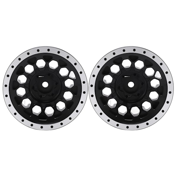2 stk RC Hjulnav Felg Profesjonell Aluminium Legering Hjulnavsett for Axial SCX6 1/6 RC Bil Svart