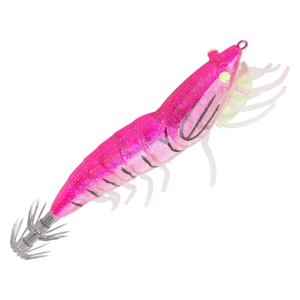Fake Wood Reker Age Fiske Wobbler Blekksprut Jig Kunstig Selvlysende Blekksprut Krok Lokker Rosa