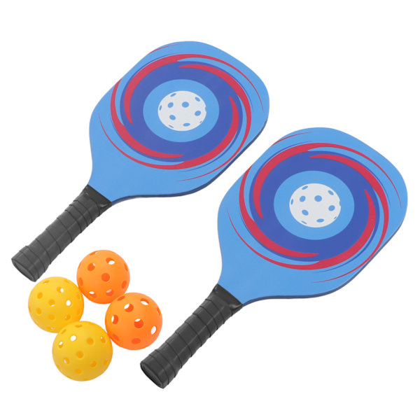 Pickleballpaddlar Set Lättvikts 2 st Trä Blå Pickleball Rackets med 4 Bollar och Bärväska