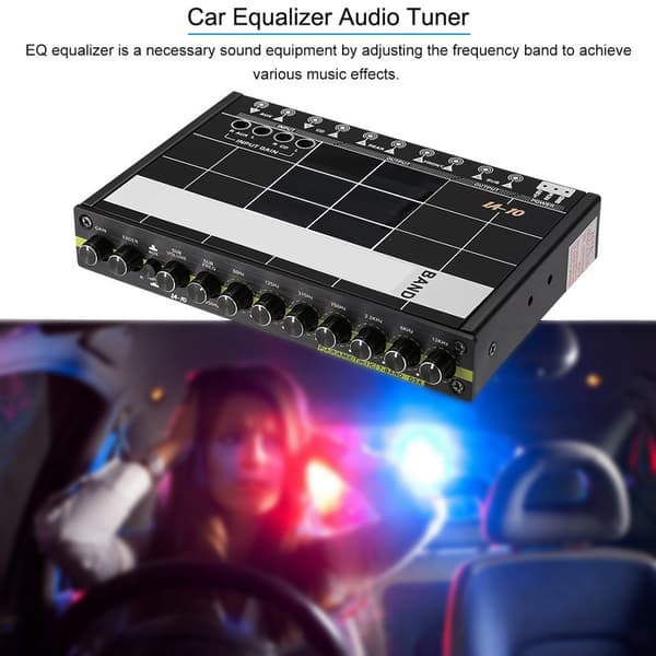 Billaudio Modifierad Grafisk Equalizer EQ 7s Billaudio Stereo Tuner med 3,5 mm Aux-ingång & Knapp