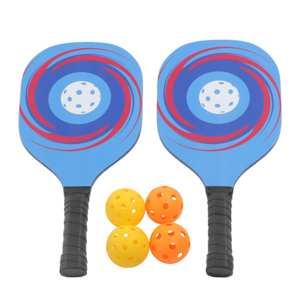 Pickleballpaddlar Set Lättvikts 2 st Trä Blå Pickleball Rackets med 4 Bollar och Bärväska