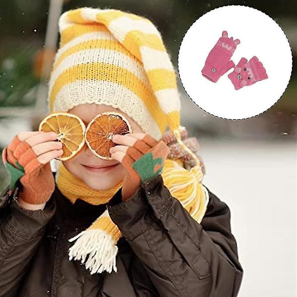 Stickade konvertibla halvfingerhandskar för barn