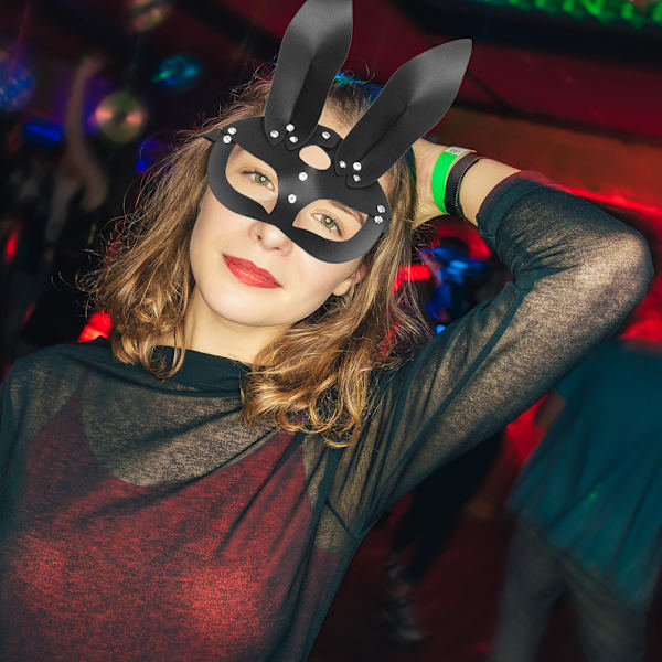 Kvinnor Sexiga kaninöronmask Söt kanin långa öron Ansiktsmask Halloween maskeradfest Cosplay kostym rekvisita