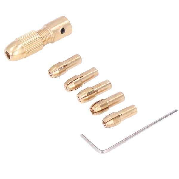 7st/Set Liten Elektrisk Borrchuck Mässing 4 Käftar Mikro Borrchuck Set för Polering Slipning