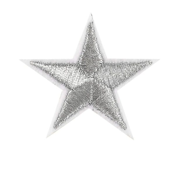 10 st Silver Stars Broderade märken Stryk på lappar Motiv Applique Stickers