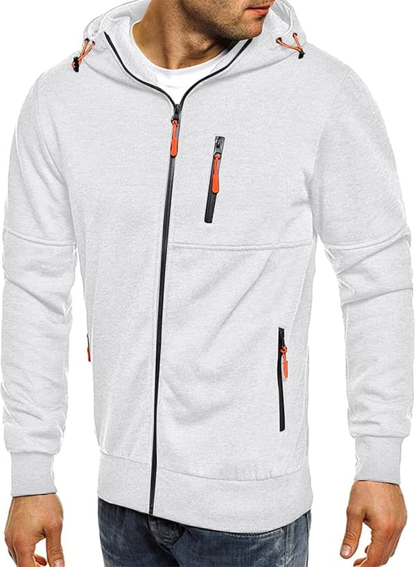Luvtröja för män med dragkedja Lättviktsjackor 2 Vit 2 White 3XL