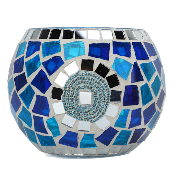 Tealight Ljushållare Europeisk Stil Blå Ocean Tema Blå Grön Reflekterat Ljus Glas Ljushållare för Dekoration
