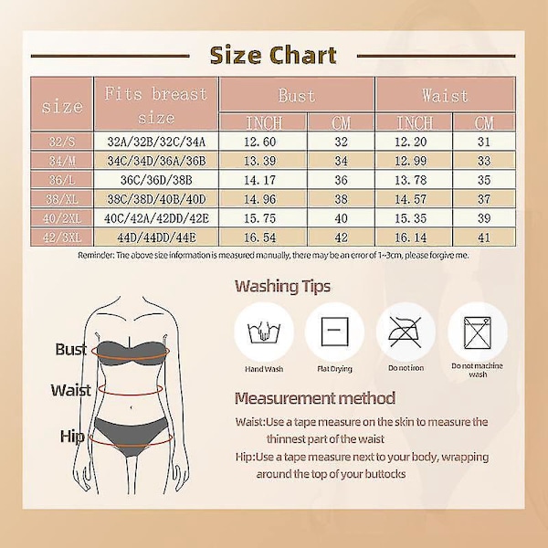 Napakaton U-plunge-body shaper -rinta- ja vartalonmuotoilija naisille - Musta, Koko 2XL