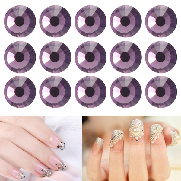 1440 kpl Kristalli Strass A Flat Back Korut Deko Diamant ss20 Violetti