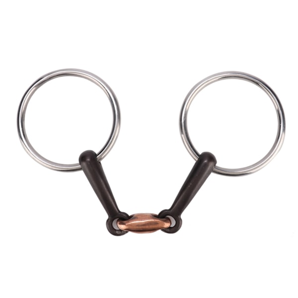 Kestävä ruostumattomasta teräksestä valmistettu rengas Snaffle-suukappale elliptisellä kupariliittimellä (115 mm)
