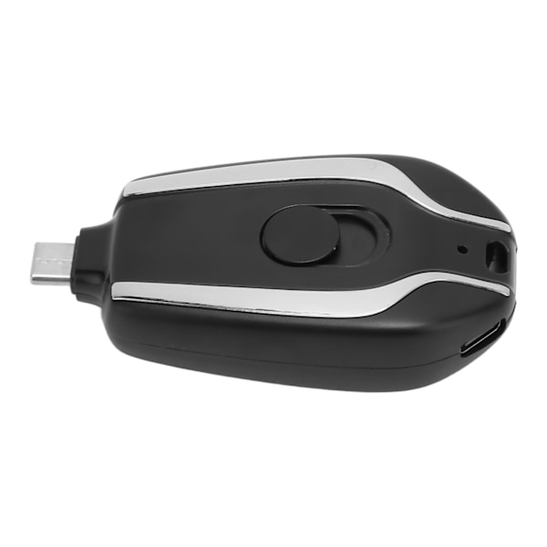 Nyckelring Bärbar Laddare Snabbladdning 1500mAh för Andriod USB C Mini Emergency Power Bank för mobiltelefoner Svart