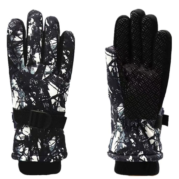 Vinterskidhandskar Vattentäta vindtäta snöhandskar Unisex foder varma handskar (Vita)
