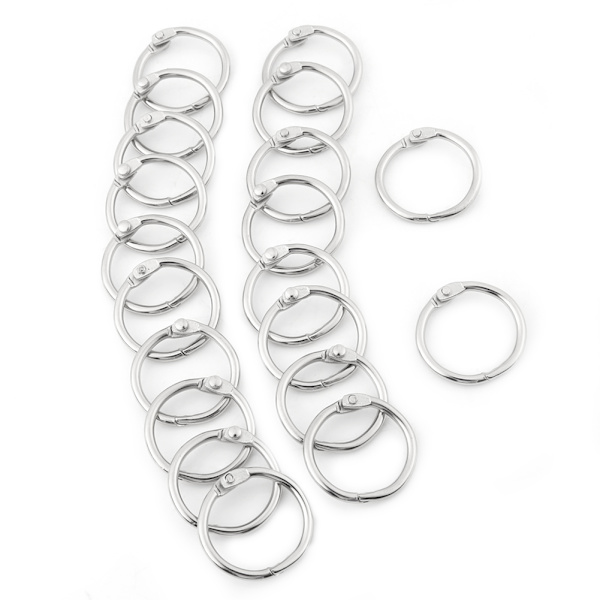 20 stk Metalhængsler Ring Bogbind Delte Nøgleringe Album Scrapbog Løsbladklemme (38mm)