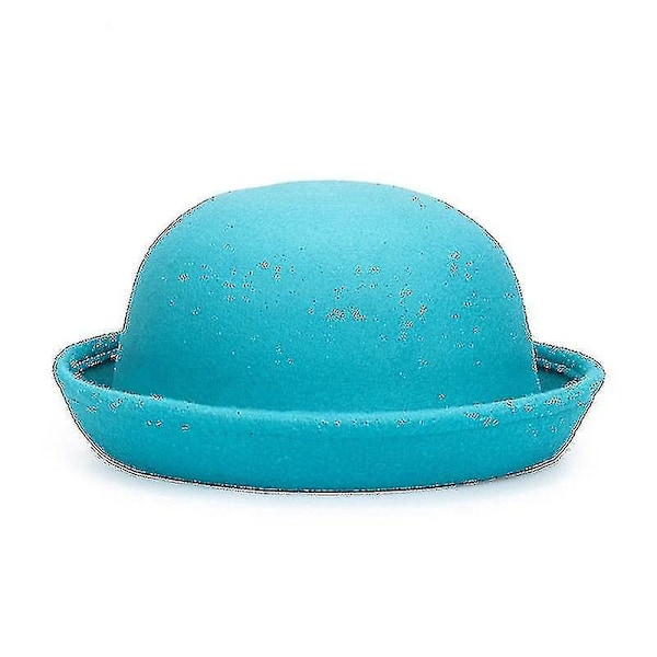 Trendy Dame Bowler Derby Hat i Solid Farve, Wool Filt, 54cm, Royalblå