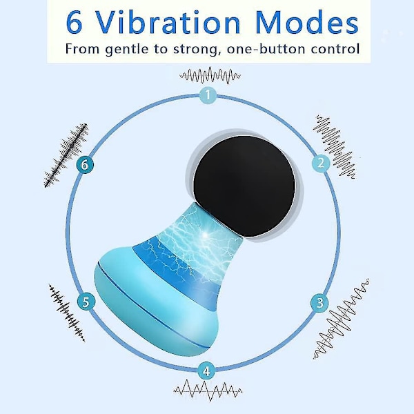Mini Elektrisk Håndholdt Massasjeapparat - 6 Hastigheter, Trådløs & Oppladbar, Bærbar Muskelavslappende Enhet for Menn og Kvinner