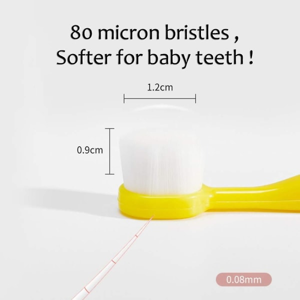 Babytandbørste og småbørnstandbørste til alderen 1-3 år, ekstra blød tandbørste med 10.000 blød tandtråd til babygummipleje. (4 stk)