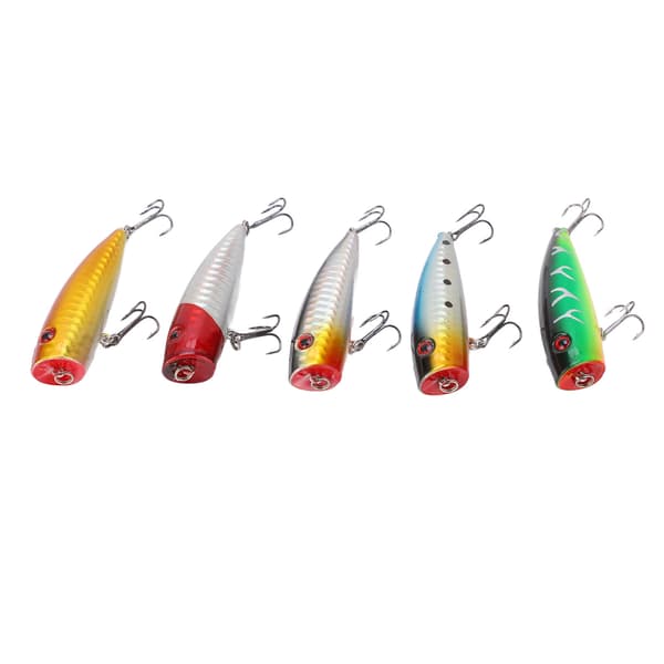 5 stk. hårdt fiskedrag simulering Popper fiskelokkemiddel kompatibel med basfloder søer reservoirer 6,5 cm/9g 5 farver