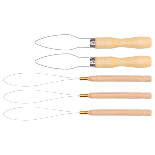 5 stk. Hårforlengelsesløkke Nål Treder Wire Pulling Hook Bead Tool for å lage knapper Elastiske bånd Trekksnorer
