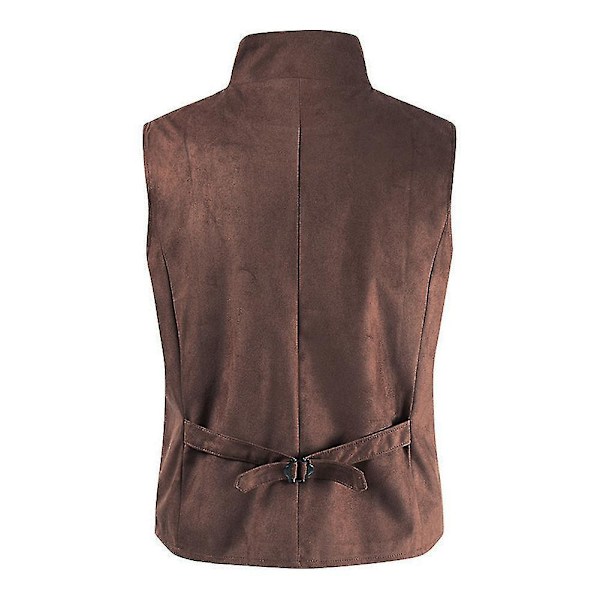 Antik dobbelbryst vest i skinn for menn - XS Brun