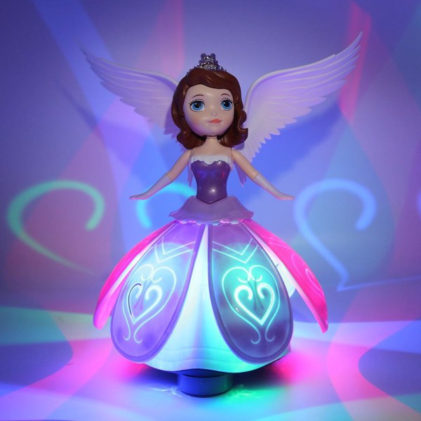 Elektrisk spinning prinsessa Dansande prinsessa Universal Roterande Ljus Musik Bås Leksak Tårtdekoration, lila