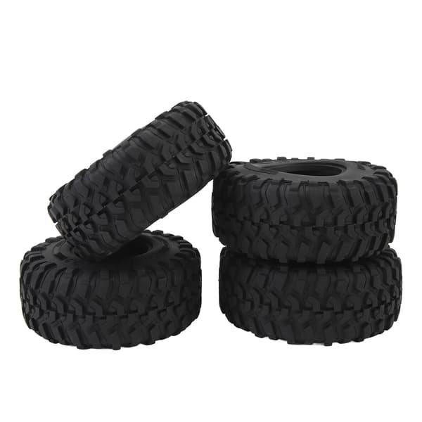 4 stk. RC Gummidekdæk 2,2 tommer Stærk Dæmpning Slidstærkt Sort RC Dæk Skin til SCX10 1/10 RC Crawler Bil