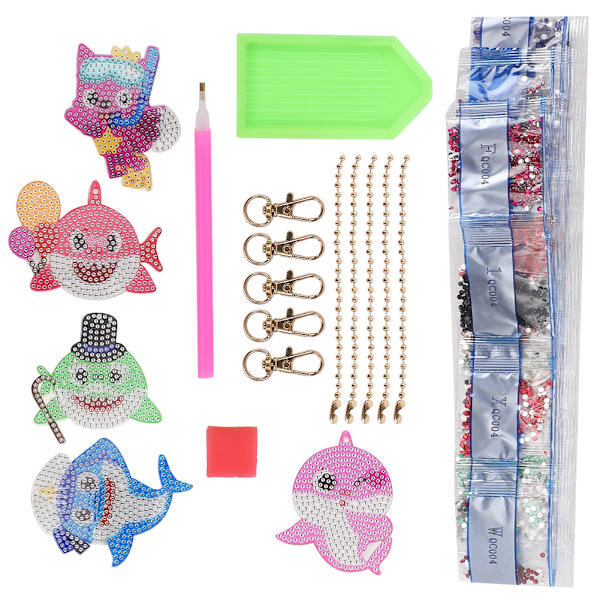 5 kpl Avaimenperä Timanttimaalaus Merieläimet Kuvio DIY 5D Hartsi Avaimenperä Matkatavaroiden Ripustus