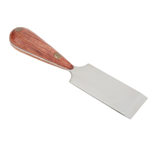 Skidkniv i läder Robust rostfritt stål platt trähandtag Läderkniv DIY läderkantskärverktyg