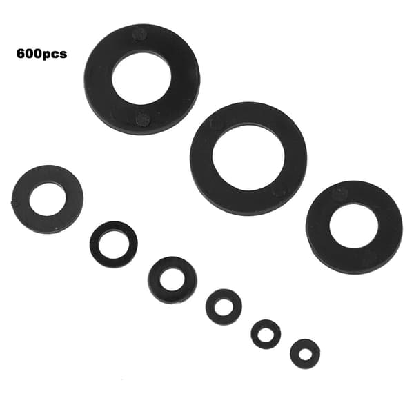 【NX】600 stk. sort nylon skivepakning kombinationssæt M2-M12 9 størrelser hardware