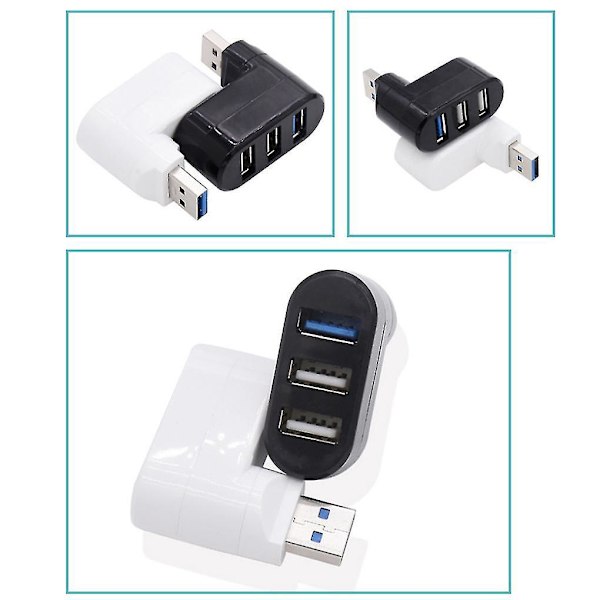 Vit 3-Port USB 3.0 Hub Splitter för Bärbara Datorer