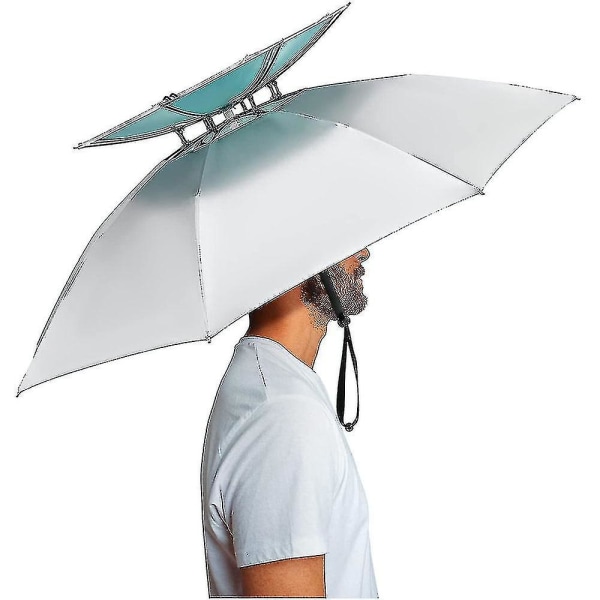 Dubbellagers paraplyhatt Handsfree paraplyhatt, fiskehuvud paraply Trädgårdsarbete Vandringshatt