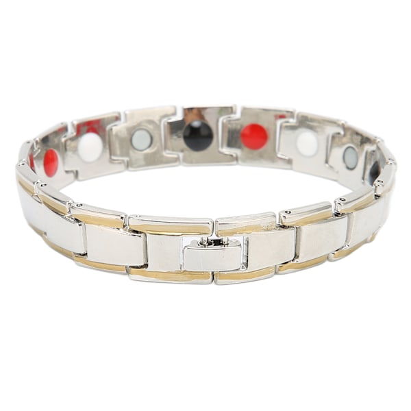 Fashionabla magnetarmband Titanstål Utsökt Elegant magnetisk terapiarmband för män kvinnor (silverguld)