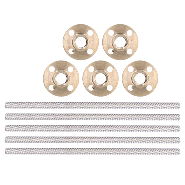 5 set 3D-skrivare T8x8 blyskruv Mässingsmutter Hög hållfast noggrann trapetsformad blyskruv