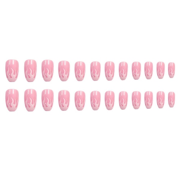 24 kpl Fake Nails Pink White Flame tekokynnet naisille ja tytöille