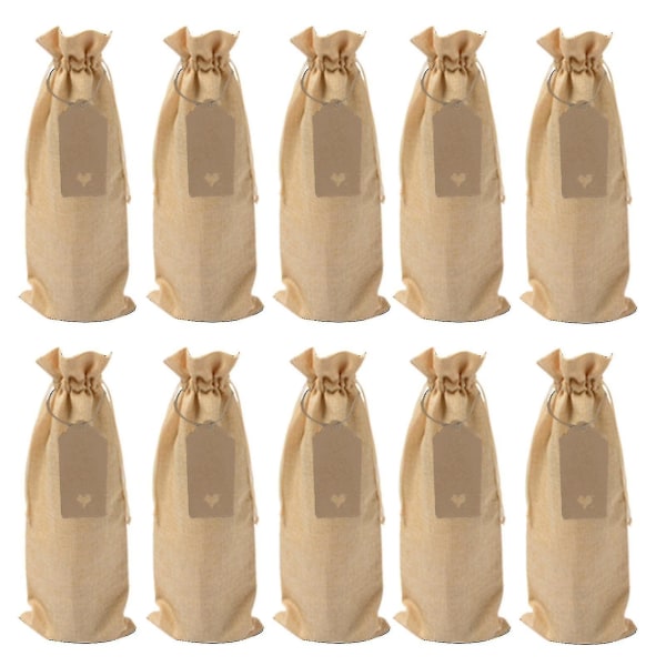 1 sæt vinposer Universal beskyttende imiteret linned, bredt anvendte flaskeindpakninger til fest Beige Yellow