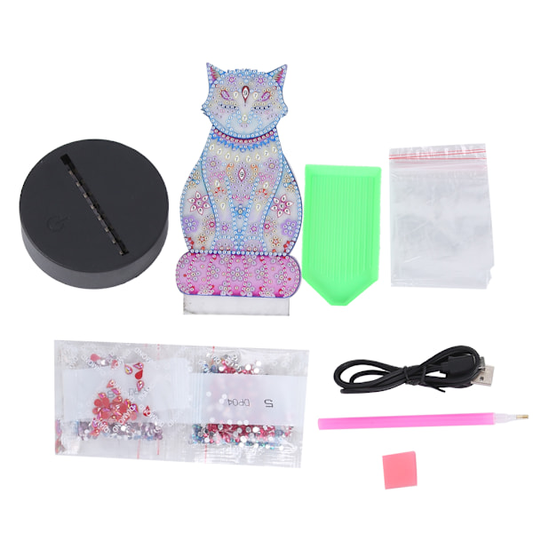 DIY diamantmaling 7 farger nattlys LED diamantmaling Broderi Hjeminnredning DP04