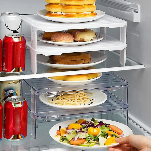 Samlet køleskab Hyldeopdelere Pladsbesparende Køleskab Opbevaring Køleskab Opdelere Køkken Organizer Hvid