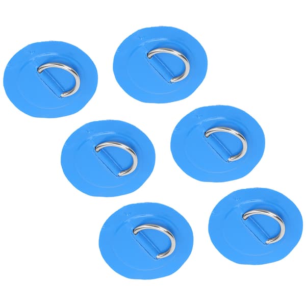 6 stk. PVC D-Ring Patch Elastisk Reb Sæt Rustfrit Stål D-Ring Patch Bungee Cord Sæt Blå