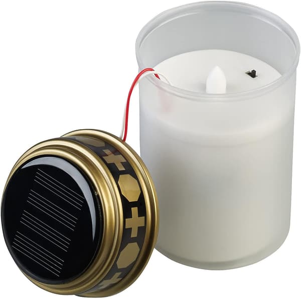 Solcellelykt med LED-flammeeffekt - hvit