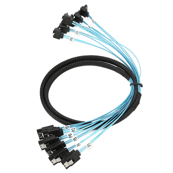 Mini SAS-kabel 6 SATA til 6 SATA rett bøyd kabel 6Gbps Anti-interferens Dobbel gruppe skjerming SATA-kabel for SSD 0,5m / 1,6ft