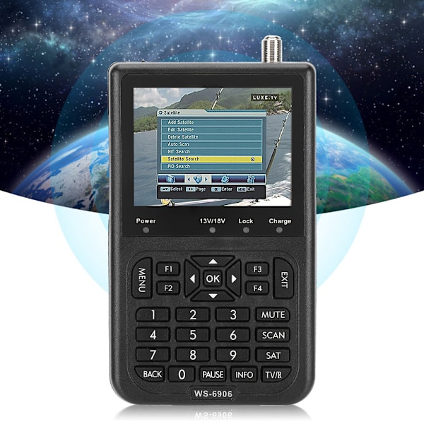SatLink WS‑6906 Digitaalinen satelliittiantennin etsintälaite Signaalinetsintä 3,5 tuuman LCD 100‑240V (AU-liitäntä)