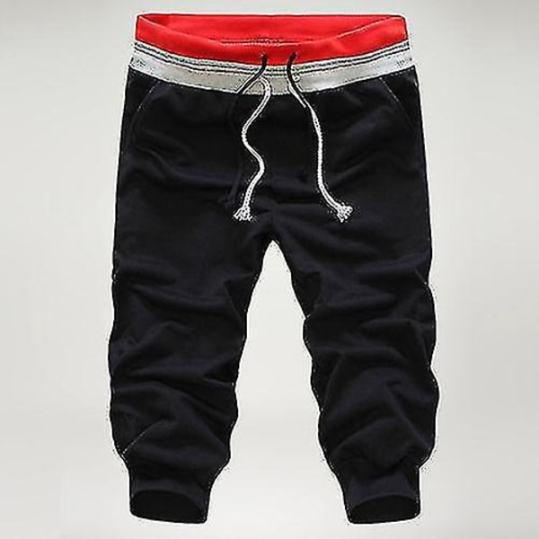 Long Length Men's Black Cargo Shorts Jogger Gym Sweatpants