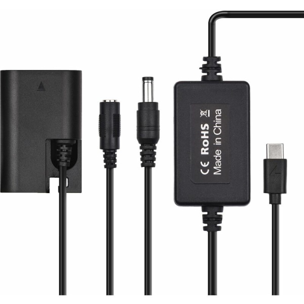 USB Type-C-kabel til DR-E6 Dummy-batteri med PD Quick Charge Protocol for Canon EOS 60D 70D 80D 5DS R 5D Mark IV III 5D4 5D3 5D2 II