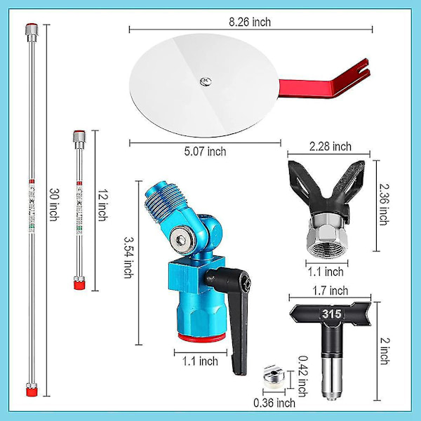 Suutinohjainvarusteet Airless-maaliruiskulle - 7 osaa