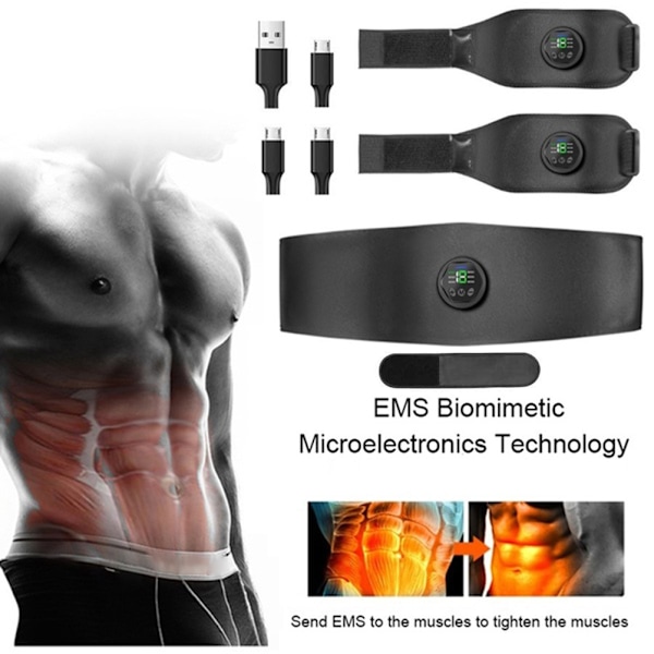 Abs Trainer Muskelstimulator USB Uppladdningsbar 6 lägen EMS Muskelstimulator Fitness Träning Gym Träning