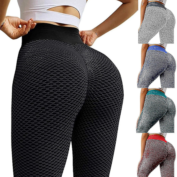 TikTok Yoga Leggings til Kvinder Anti-Cellulite Butt Lift Gym Fitness Bukser Sort