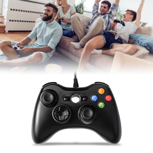 Wired Gamepad för Xbox 360 Universal Vibration Wired Joystick Gaming Controller för Android för PC Svart