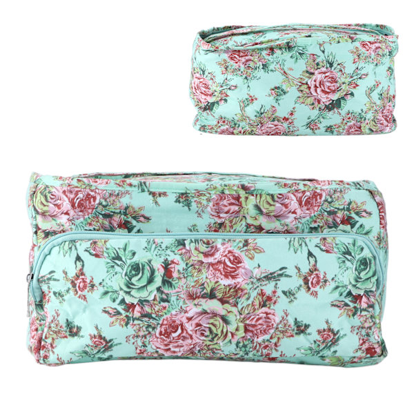Stickväska Quadrate Green Print Mönster Organizer Lättvikts DIY virktillbehör för nybörjare vävare