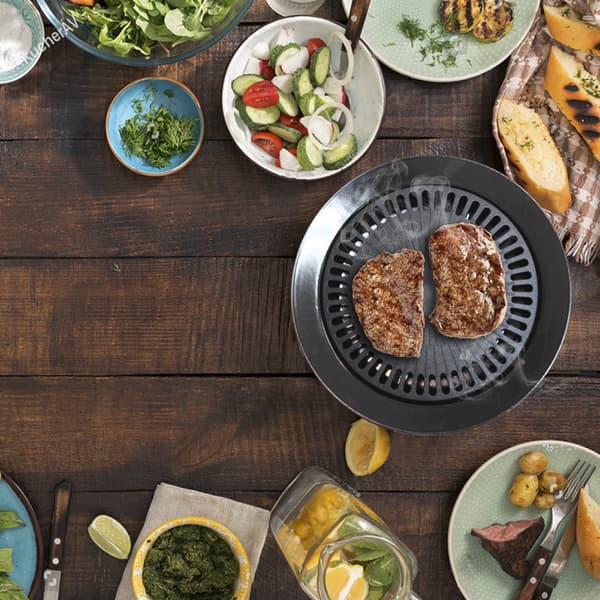 Rund Grillplate med Non-Stick Belegg for Innendørs og Utendørs Grilling