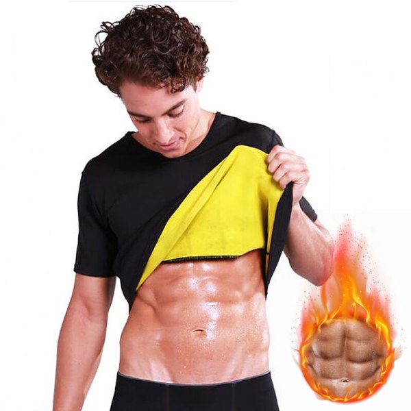 Trening badstuedrakt for menn, kortermet genser i neopren Body Shaper Treningsskjorte for vekttap, modell: S